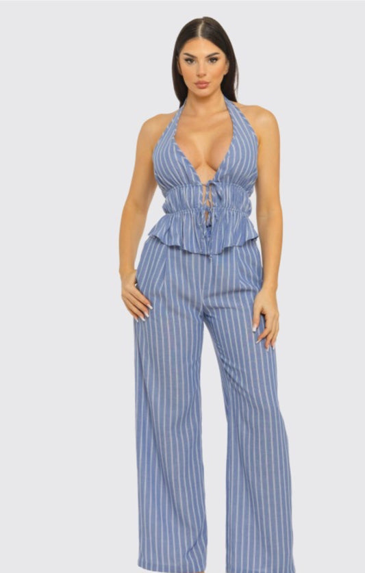 New arrivals✨ Blue halter top set